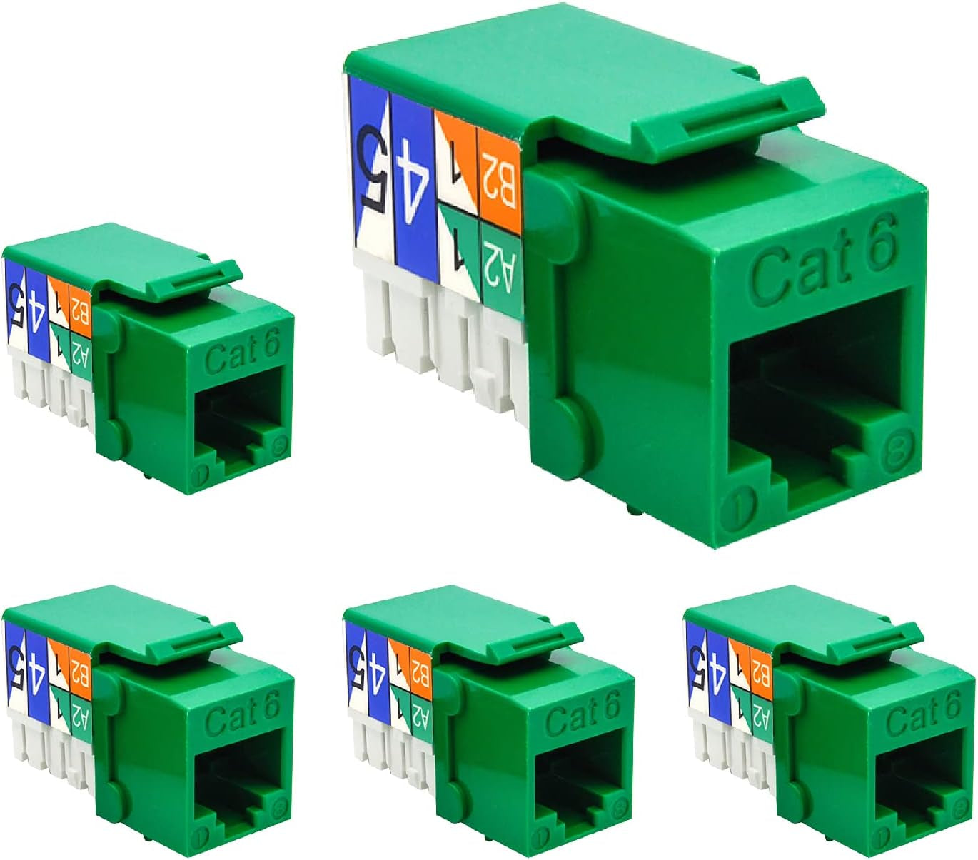 Cat.6 RJ45 110 Type Keystone Jack (10-Pack, Green)