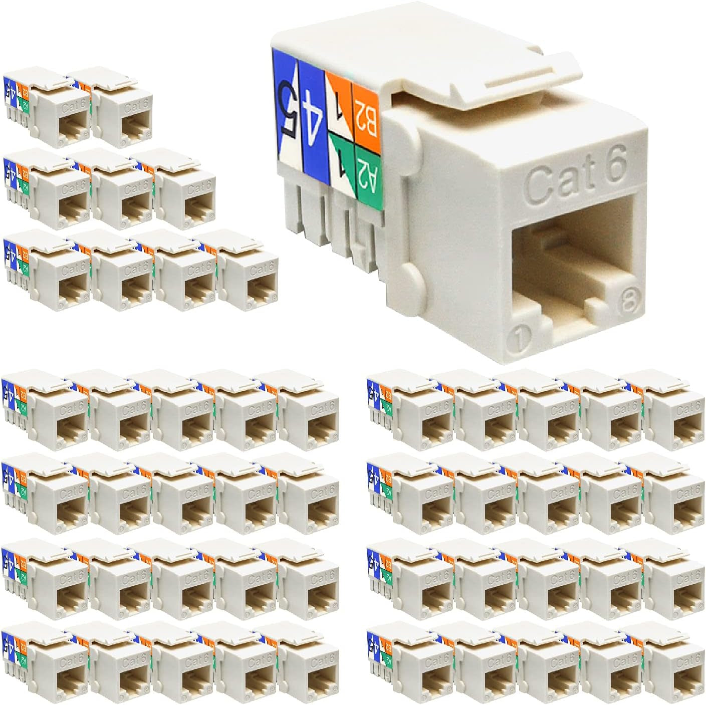 Cat.6 RJ45 110 Type Keystone Jack (10-Pack, Green)