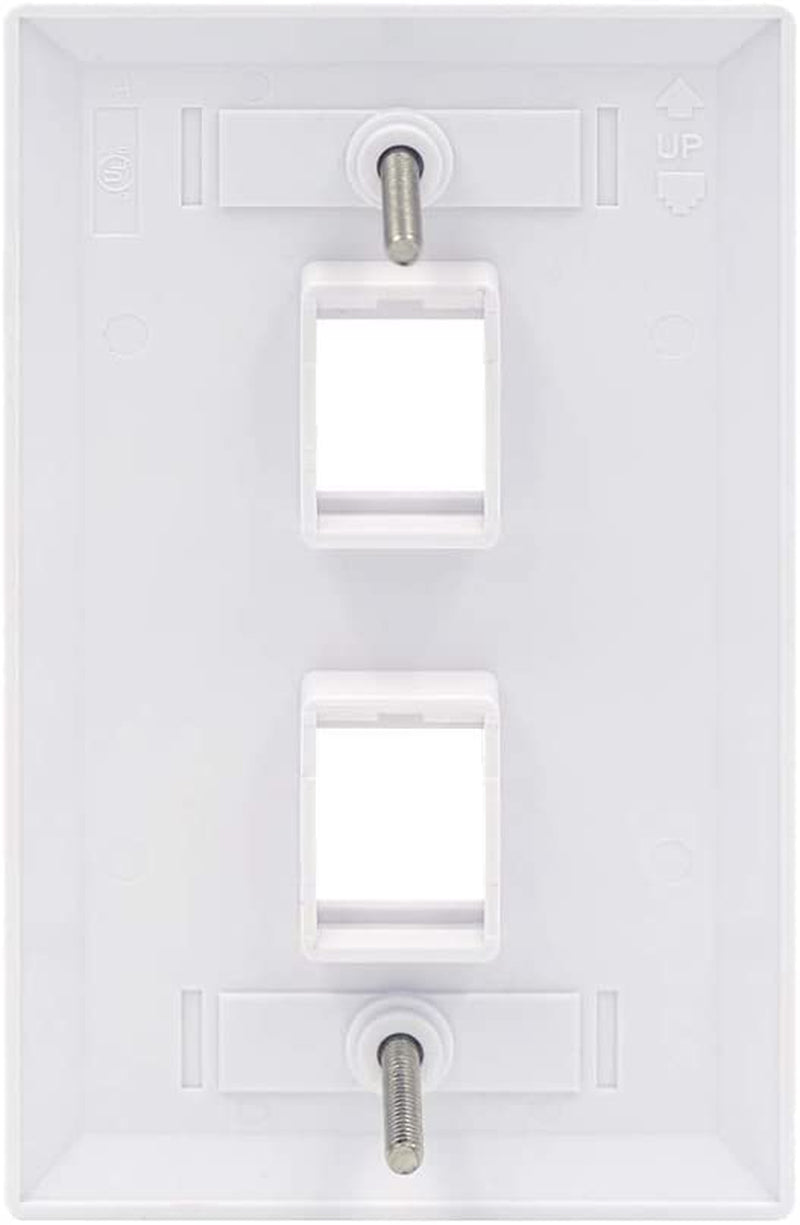 2 Port Keystone Wall Plate UL Listed (10-Pack), Single Gang Wall Plates for RJ45 Keystone Jack and Modular Inserts, White