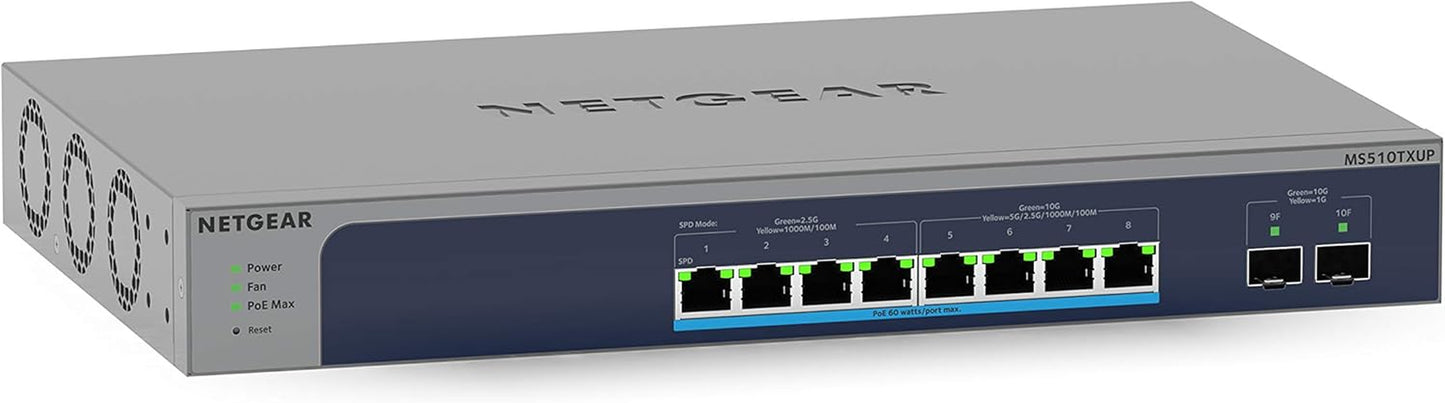 10-Port Poe Gigabit Ethernet Smart Switch (GS110TP) - Managed, with 8 X Poe+ @ 55W, 2 X 1G SFP, Optional Insight Cloud Management, Desktop or Wall Mount, and Limited Lifetime Protection