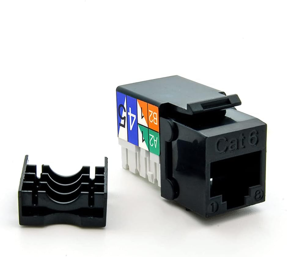 Cat.6 RJ45 110 Type Keystone Jacks (Cat.6, 50-Pack, Black)