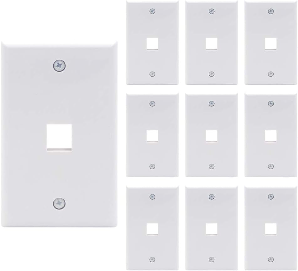 2 Port Keystone Wall Plate UL Listed (10-Pack), Single Gang Wall Plates for RJ45 Keystone Jack and Modular Inserts, White