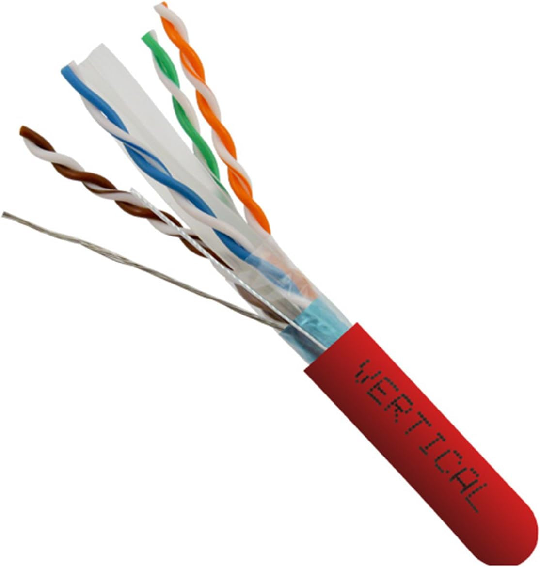 Cat6A 10G, Shielded, 23AWG, Solid Bare Copper, PVC, 1000Ft, Bulk Ethernet Cable, Red