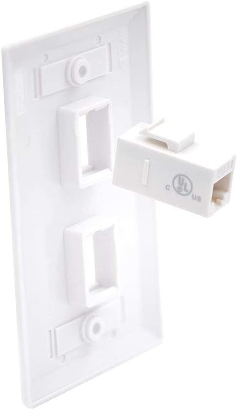 2 Port Keystone Wall Plate UL Listed (10-Pack), Single Gang Wall Plates for RJ45 Keystone Jack and Modular Inserts, White