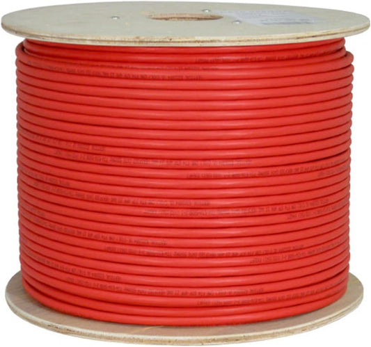 Cat6A 10G, Shielded, 23AWG, Solid Bare Copper, PVC, 1000Ft, Bulk Ethernet Cable, Red